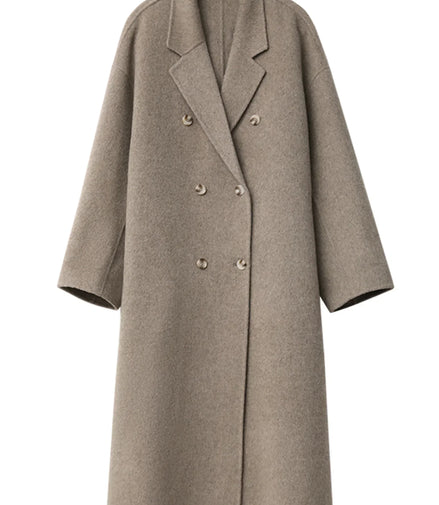 CHIC VEN Women Woolen Coat Double-breasted Basic Loose Casual Retro New Long Double-sided Female Overcoat Autumn Winter 2024