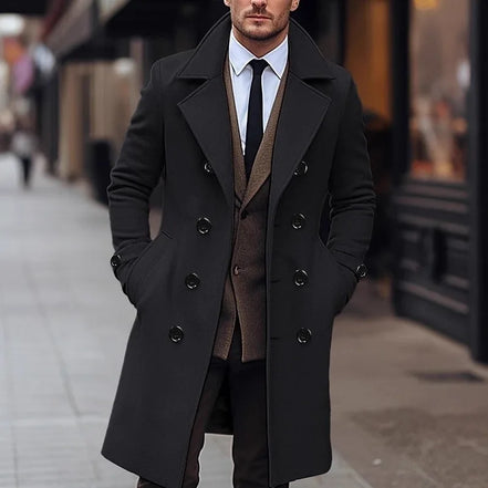 Fashionable Men's Woolen Coat Mid-Length Stylish Windbreaker Jacket in Various Colors And Sizes Urban Casual Winter Outerwear