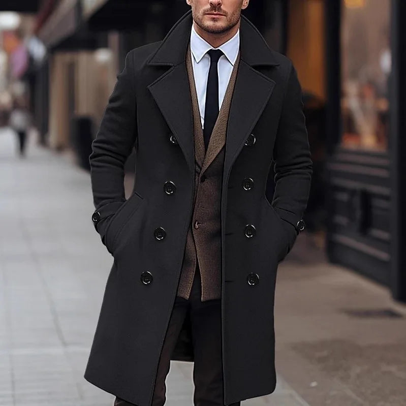 Fashionable Men's Woolen Coat Mid-Length Stylish Windbreaker Jacket in Various Colors And Sizes Urban Casual Winter Outerwear