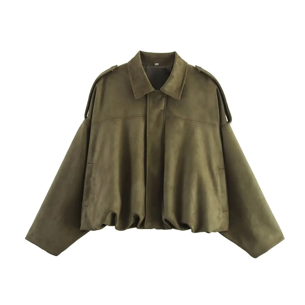 Retro Style Suede Jacket Zipper Collar Outerwear for Women Medium Thickness Long Sleeve Street Fashion Loose Fit Autumn Winter