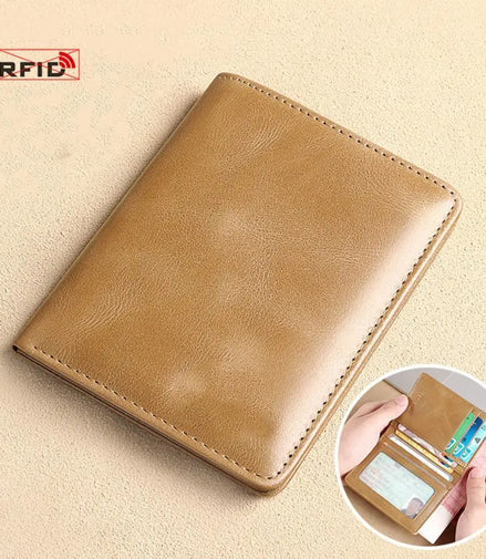 Vintage Leather Mini Wallets for Men RFID Card Holder Money Clip Slim Male  Purse Men's Wallet Bag