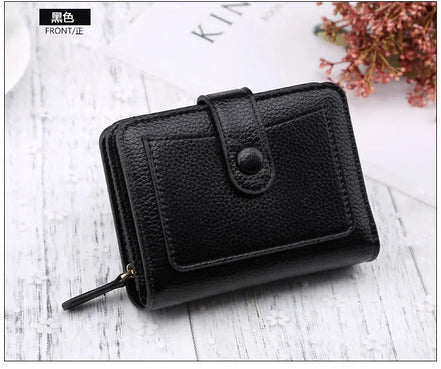 Luxury Brand Women Wallets Red Black PU Leather Small Mini Coin Purse Hasp Card Holder Lady Wallet Zipper Female Leather Buckle