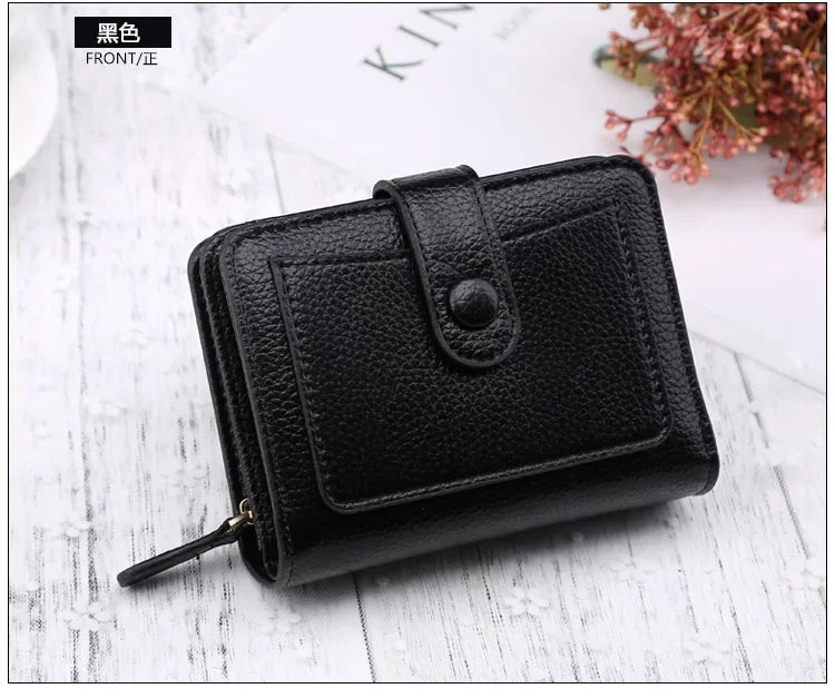 Luxury Brand Women Wallets Red Black PU Leather Small Mini Coin Purse Hasp Card Holder Lady Wallet Zipper Female Leather Buckle
