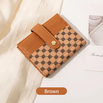 Luxury Classic Folding Wallet Small Lightweight Women's Wallet Retro Print Mini Card Holder Multi-function ID Card Coin Purse