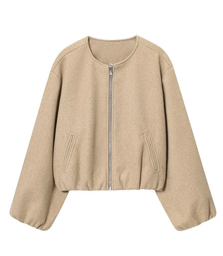 MUJER Black Bomber Jackets for Women Zipper Varsity Jackets Women Soft Cropped Jackets Woman 2025 Long Sleeve Winter Coat Female