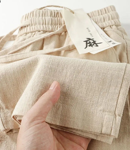 l Linen Cotton Linen Casual Straight Leg Pants Breathable Mungo Elastic ket Sle Lazy Feeling Trousers
