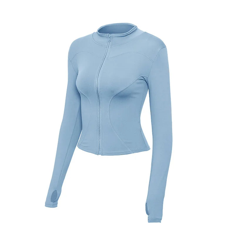 Slim Fit Short Waist-Cinching Running And Cycling Jacket Quick Dry Breathable Polyester Yoga Fitness Wear Women's Outerwear