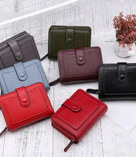 Luxury Brand Women Wallets Red Black PU Leather Small Mini Coin Purse Hasp Card Holder Lady Wallet Zipper Female Leather Buckle