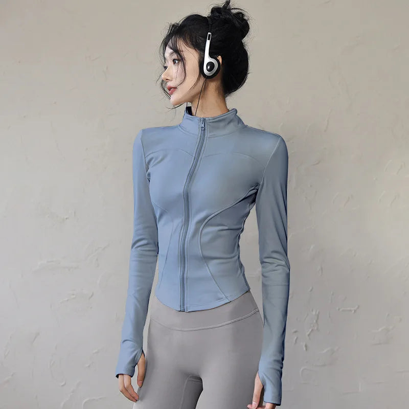 Slim Fit Short Waist-Cinching Running And Cycling Jacket Quick Dry Breathable Polyester Yoga Fitness Wear Women's Outerwear
