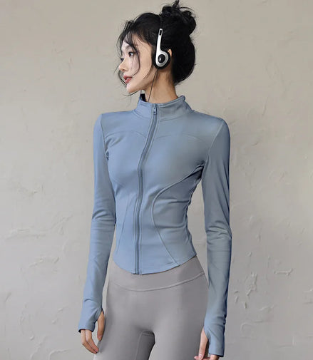 Slim Fit Short Waist-Cinching Running And Cycling Jacket Quick Dry Breathable Polyester Yoga Fitness Wear Women's Outerwear