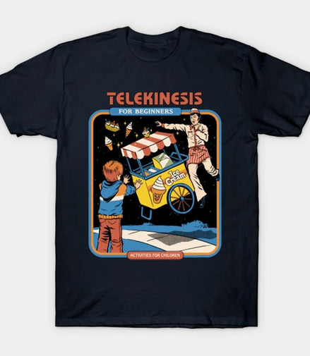 Telekinesis For Beginners T-Shirt Funny illustration pattern Short Sleeves Men Women Loose Cotton T Shirt O-Neck Breathable Tees