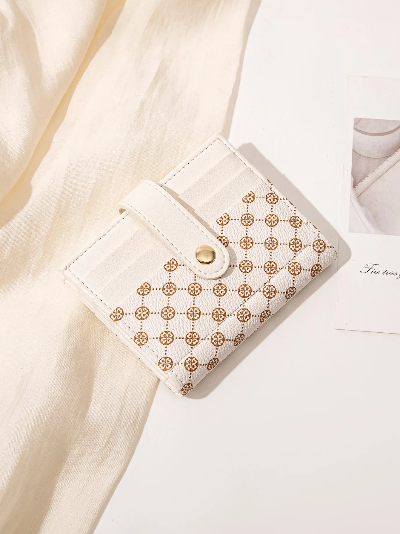 Luxury Classic Folding Wallet Small Lightweight Women's Wallet Retro Print Mini Card Holder Multi-function ID Card Coin Purse
