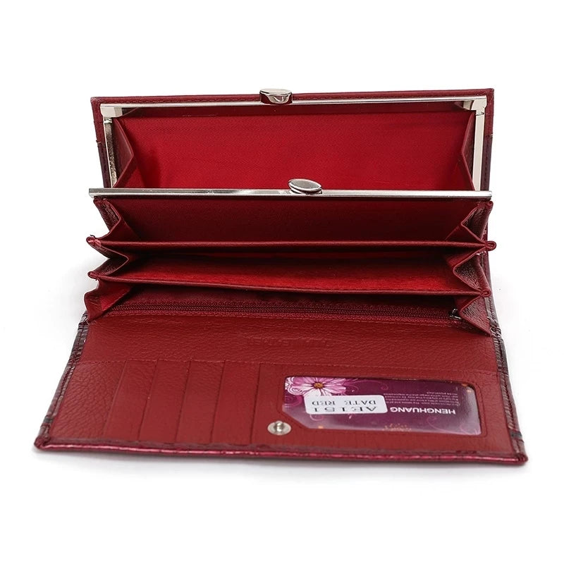 Luxury Brand Ladies Wallet Genuine Leather Purse Bag Long Real Cow Leather Woman Wallet for Coins and Cards