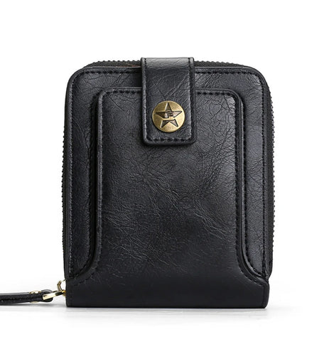 Vintage Men's Wallet PU Leather Short Purse Men Hasp Zipper Clutch Solid Color Wallets High Quality Durable Convenient Wallets