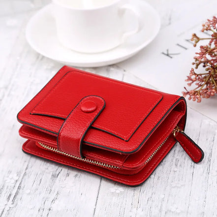 Luxury Brand Women Wallets Red Black PU Leather Small Mini Coin Purse Hasp Card Holder Lady Wallet Zipper Female Leather Buckle