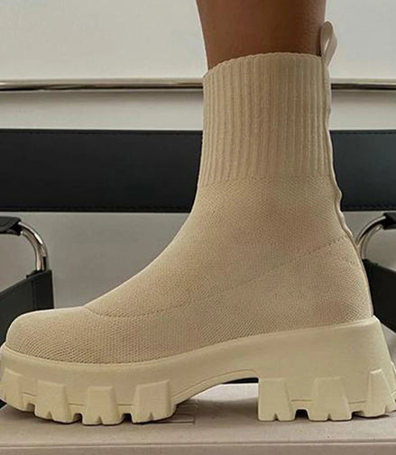 Women Boots 2025 Platform Boots For Autumn Winter Shoes Slip On Platform Shoes Women Ankle Boots White Heels Short Botas Mujer