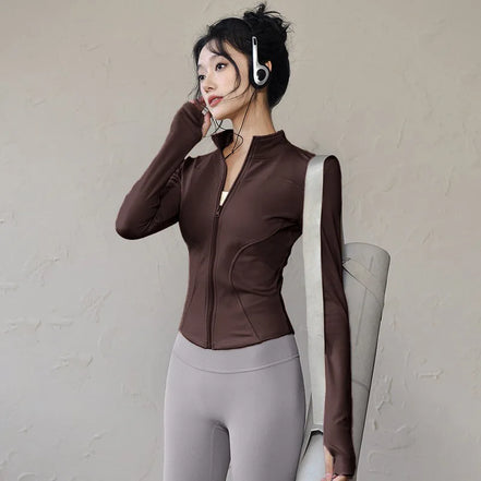 Slim Fit Short Waist-Cinching Running And Cycling Jacket Quick Dry Breathable Polyester Yoga Fitness Wear Women's Outerwear