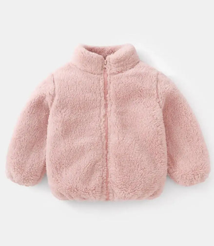 Solid Color Fashion Children Plush Coat Autumn Winter Warm Baby Girl Boy Casual Jacket Greatcoat Kids Clothing Toddler Outerwear