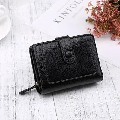 Luxury Brand Women Wallets Red Black PU Leather Small Mini Coin Purse Hasp Card Holder Lady Wallet Zipper Female Leather Buckle