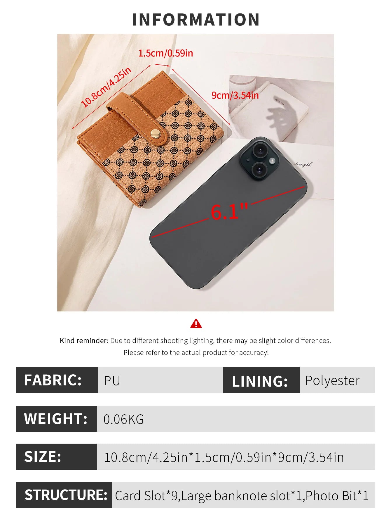Luxury Classic Folding Wallet Small Lightweight Women's Wallet Retro Print Mini Card Holder Multi-function ID Card Coin Purse
