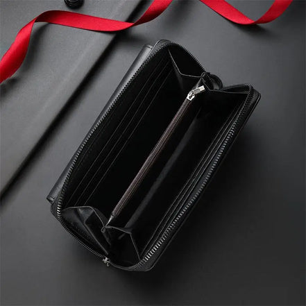 Luxury PU Wallet with Long Zipper for Men and Women; Multi-Card Slots, Coin Pocket, Phone Bag and Business Style Purse.