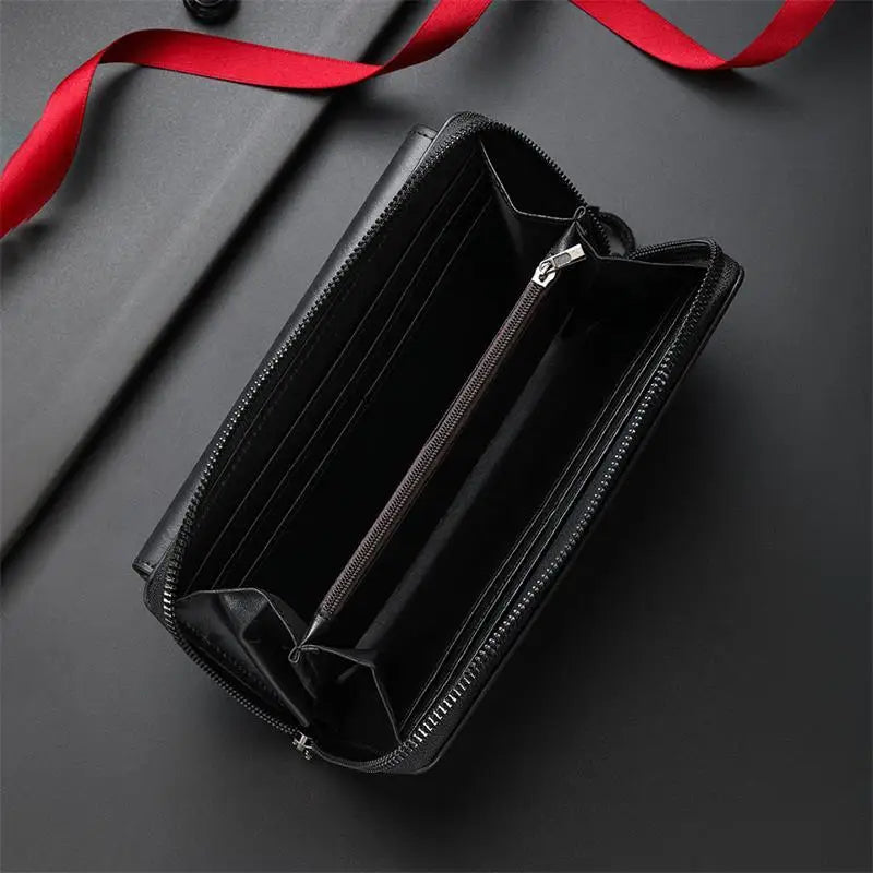 Luxury PU Wallet with Long Zipper for Men and Women; Multi-Card Slots, Coin Pocket, Phone Bag and Business Style Purse.