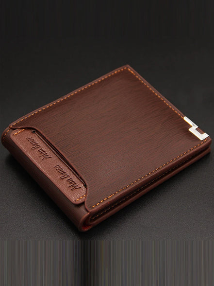 Men's Luxury PU Leather Wallet - Slim Short Card Holder, Designer Billfold Purse for Men (Portable & Stylish)