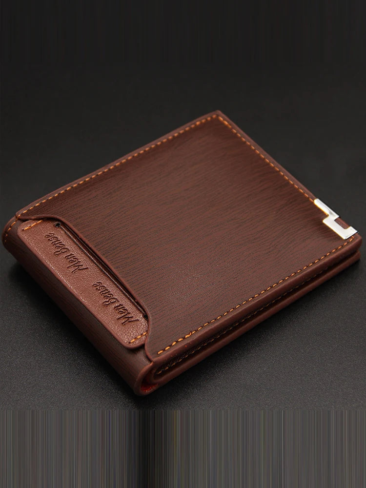 Men's Luxury PU Leather Wallet - Slim Short Card Holder, Designer Billfold Purse for Men (Portable & Stylish)