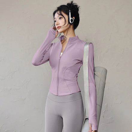 Slim Fit Short Waist-Cinching Running And Cycling Jacket Quick Dry Breathable Polyester Yoga Fitness Wear Women's Outerwear