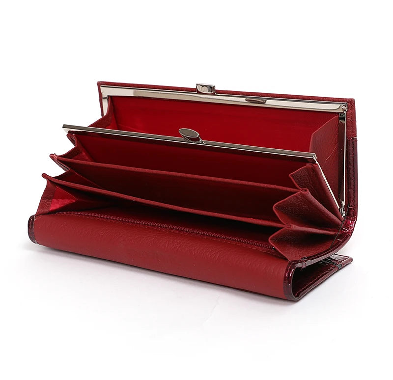 Luxury Brand Ladies Wallet Genuine Leather Purse Bag Long Real Cow Leather Woman Wallet for Coins and Cards