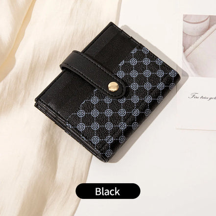 Luxury Classic Folding Wallet Small Lightweight Women's Wallet Retro Print Mini Card Holder Multi-function ID Card Coin Purse
