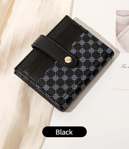 Luxury Classic Folding Wallet Small Lightweight Women's Wallet Retro Print Mini Card Holder Multi-function ID Card Coin Purse