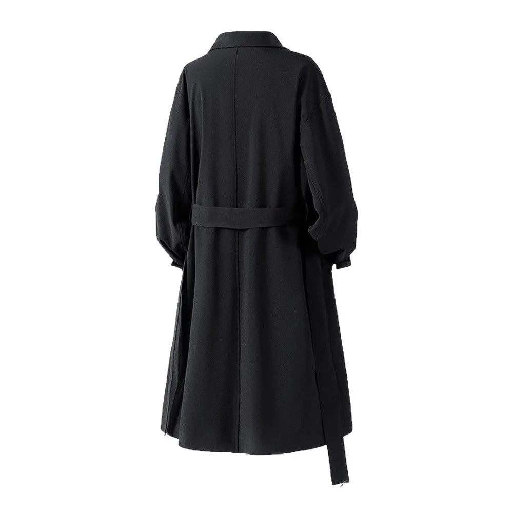 2025 Autumn Mens Long Coat American Streetwear Vintage Over Knee Trench Coat Casual Retro Waterproof Windbreaker