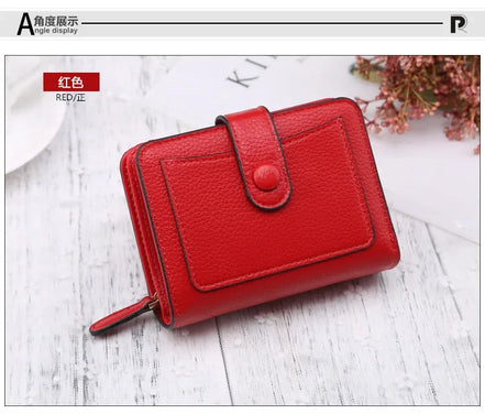 Luxury Brand Women Wallets Red Black PU Leather Small Mini Coin Purse Hasp Card Holder Lady Wallet Zipper Female Leather Buckle