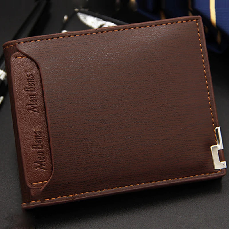 Men's Luxury PU Leather Wallet - Slim Short Card Holder, Designer Billfold Purse for Men (Portable & Stylish)