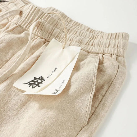 l Linen Cotton Linen Casual Straight Leg Pants Breathable Mungo Elastic ket Sle Lazy Feeling Trousers