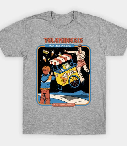 Telekinesis For Beginners T-Shirt Funny illustration pattern Short Sleeves Men Women Loose Cotton T Shirt O-Neck Breathable Tees