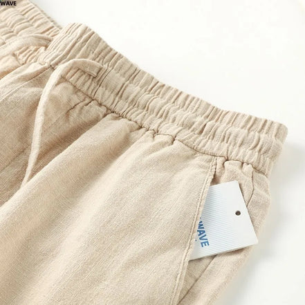 l Linen Cotton Linen Casual Straight Leg Pants Breathable Mungo Elastic ket Sle Lazy Feeling Trousers