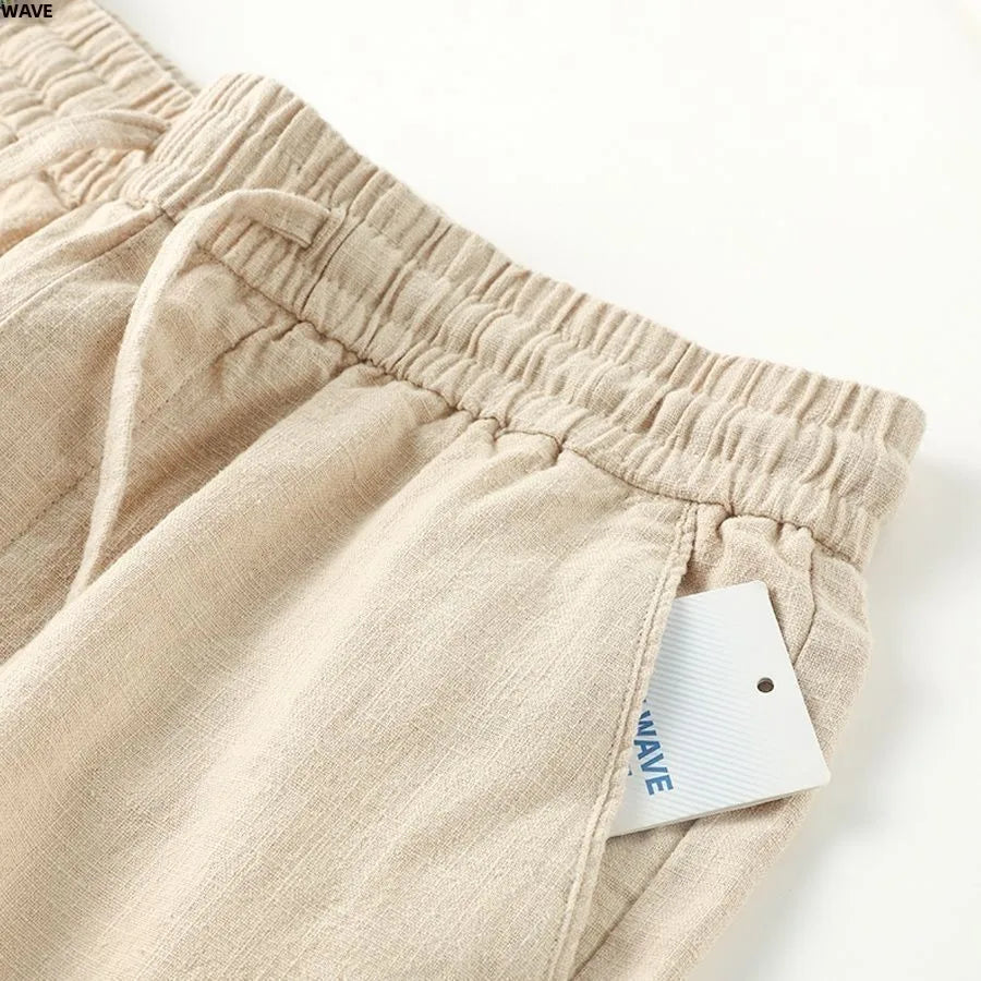 l Linen Cotton Linen Casual Straight Leg Pants Breathable Mungo Elastic ket Sle Lazy Feeling Trousers