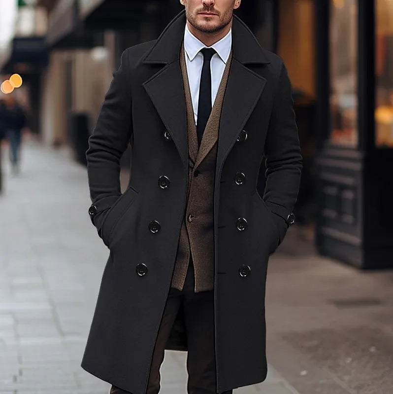Fashionable Men's Woolen Coat Mid-Length Stylish Windbreaker Jacket in Various Colors And Sizes Urban Casual Winter Outerwear