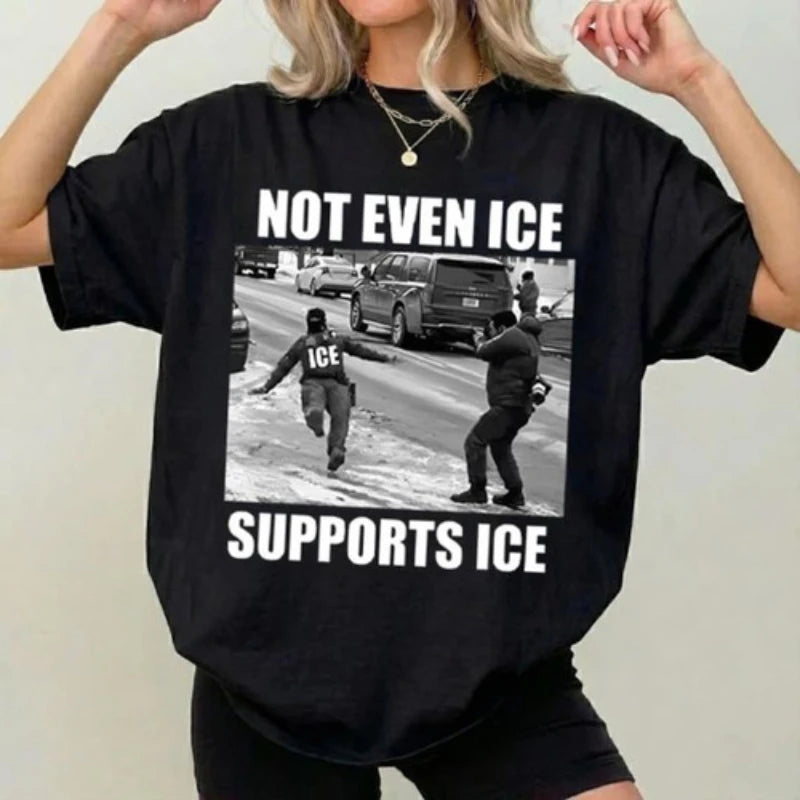 Even ice doesn't support ice Casual and stylish T-shirt Couple's pure cotton loose-fitting streetwear top  graphic t shirts