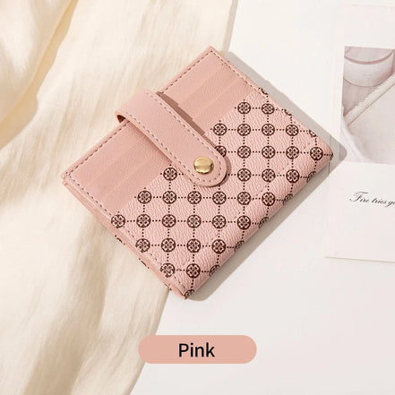Luxury Classic Folding Wallet Small Lightweight Women's Wallet Retro Print Mini Card Holder Multi-function ID Card Coin Purse