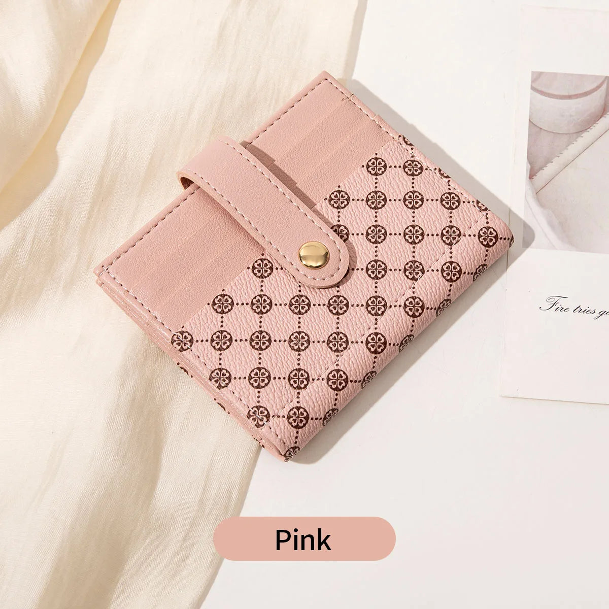 Luxury Classic Folding Wallet Small Lightweight Women's Wallet Retro Print Mini Card Holder Multi-function ID Card Coin Purse
