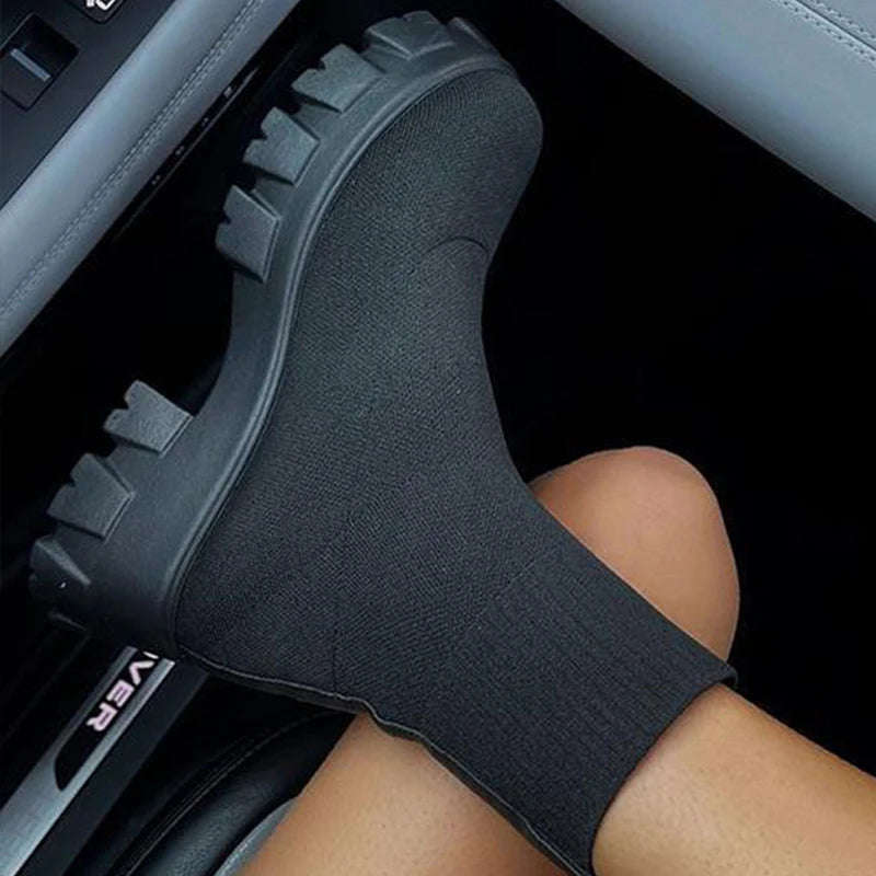 Women Boots 2025 Platform Boots For Autumn Winter Shoes Slip On Platform Shoes Women Ankle Boots White Heels Short Botas Mujer