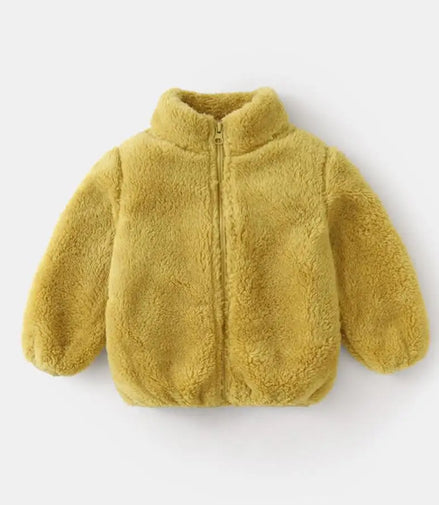 Solid Color Fashion Children Plush Coat Autumn Winter Warm Baby Girl Boy Casual Jacket Greatcoat Kids Clothing Toddler Outerwear