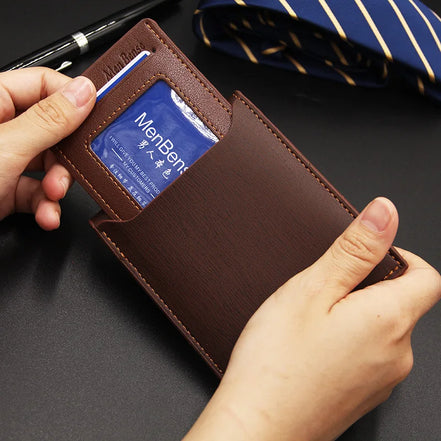 Men's Luxury PU Leather Wallet - Slim Short Card Holder, Designer Billfold Purse for Men (Portable & Stylish)