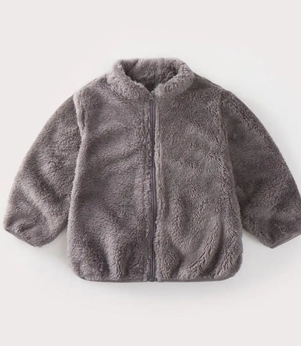Solid Color Fashion Children Plush Coat Autumn Winter Warm Baby Girl Boy Casual Jacket Greatcoat Kids Clothing Toddler Outerwear