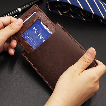 Men's Luxury PU Leather Wallet - Slim Short Card Holder, Designer Billfold Purse for Men (Portable & Stylish)