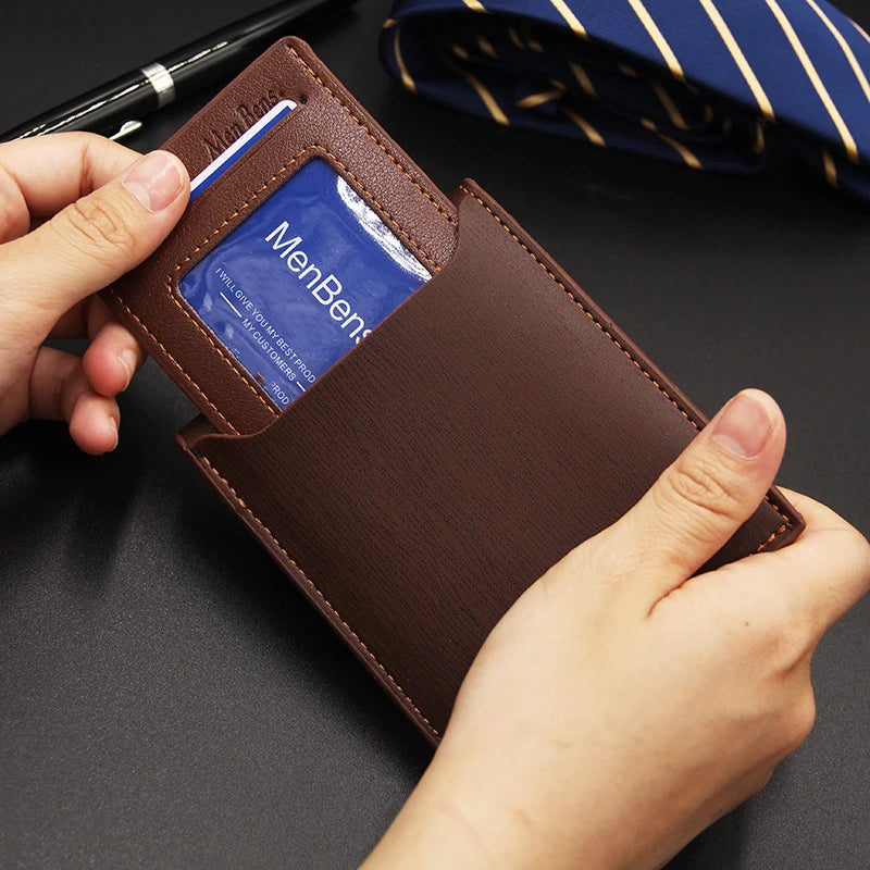 Men's Luxury PU Leather Wallet - Slim Short Card Holder, Designer Billfold Purse for Men (Portable & Stylish)