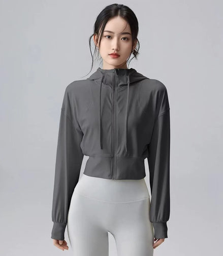 Hooded casual jacket women's outdoor loose sports jacket